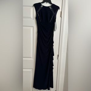 Betsy  & Adam, Long Navy Blue with Silver Accents